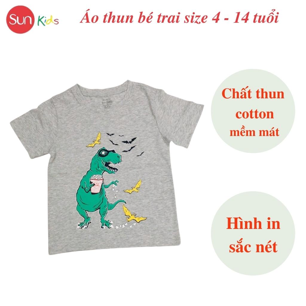 Áo thun bé trai, áo phông cho bé trai chất cotton nhiều màu, size 4-14 tuổi - SUNKIDS