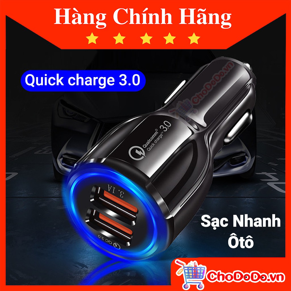 Cốc Sạc Nhanh xe Ôtô CS22 Quick Charge 3.0 9V 12V - Tẩu sạc Ôtô có 2 cổng USB