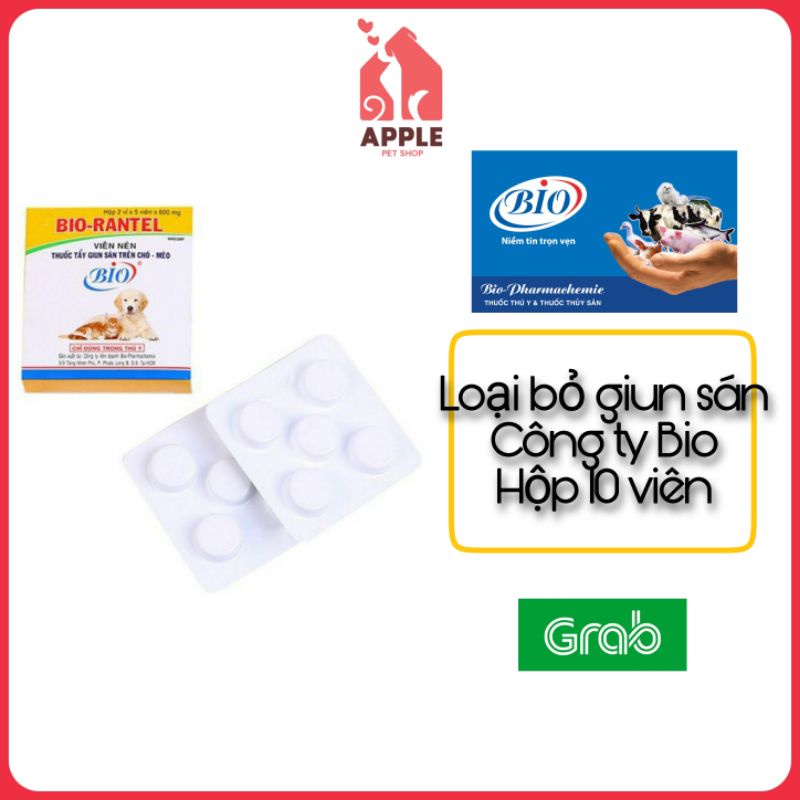 [BIO-RANTEL] [HỘP 10 VIÊN] Sản phẩm giúp loại bỏ giun, sán trên thú cưng