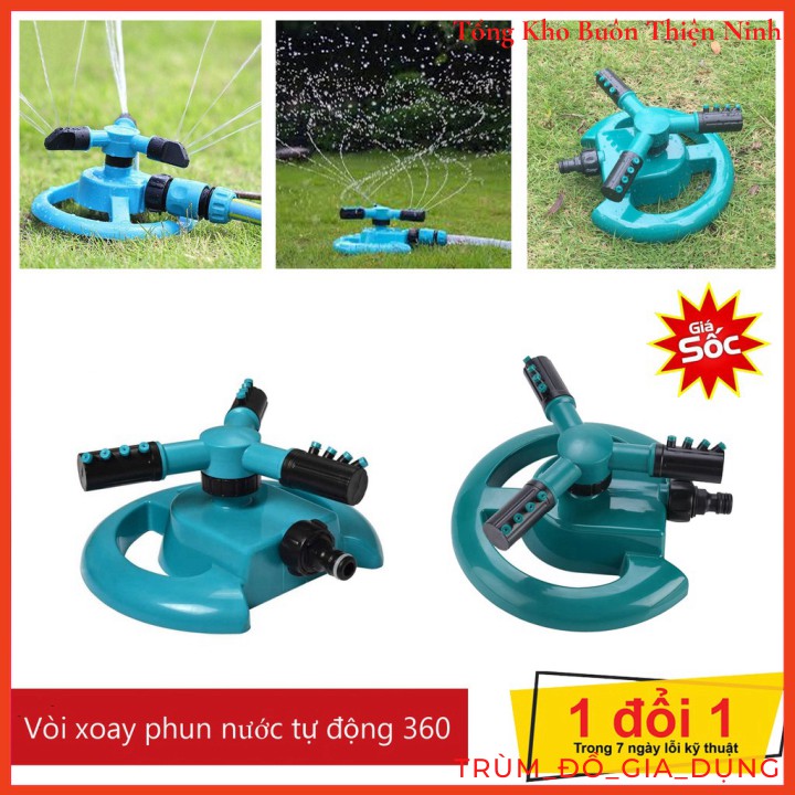 Vòi phun nước tưới cây bằng nhựa tự động xoay 360 độ màu xanh