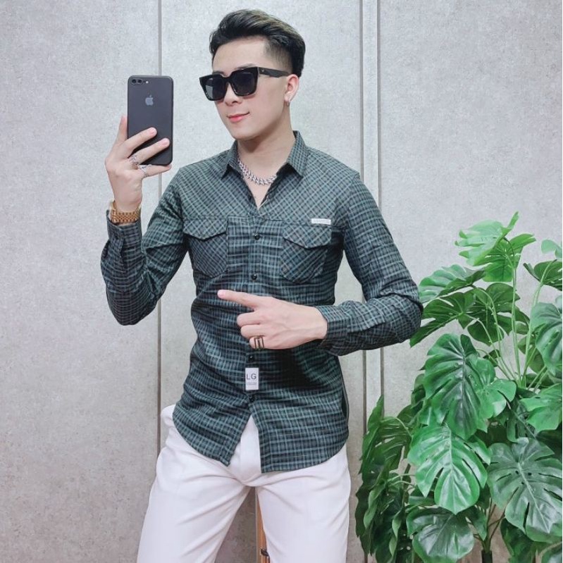 Áo sơ mi nam bbr dài tay kẻ sọc caro 2 túi ngực , chất liệu cotton không phai màu thấm hút mồ hôi cực kỳ tốt