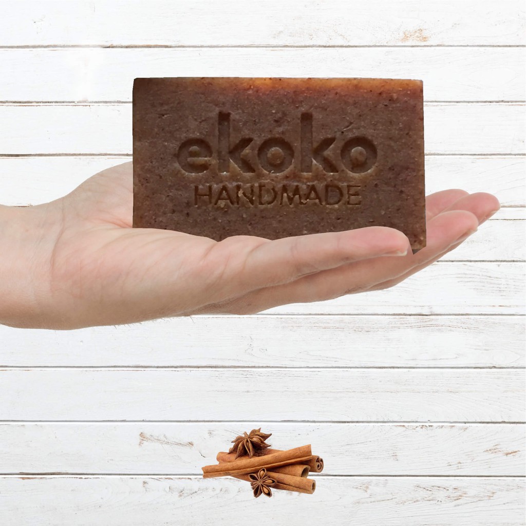Xà phòng thiên nhiên Quế thơm thư giãn, lâu hao với Bột Quế - Ekoko handmade soap Relieving Cinnamon 100g