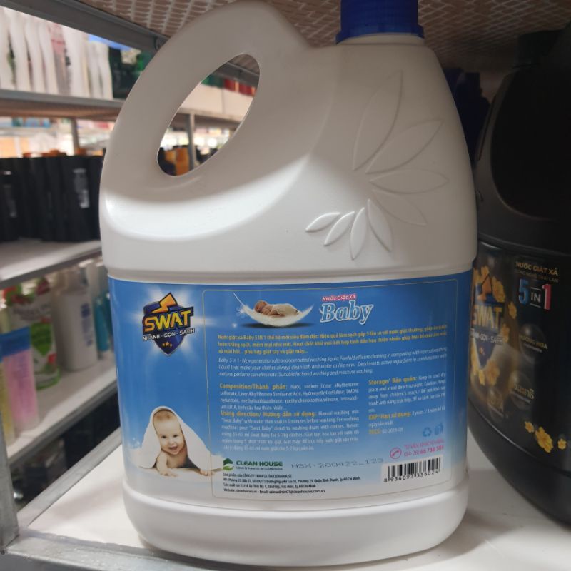 Nước giặt xả 5 in 1- dành cho em bé -SWAT Baby 3,8kg