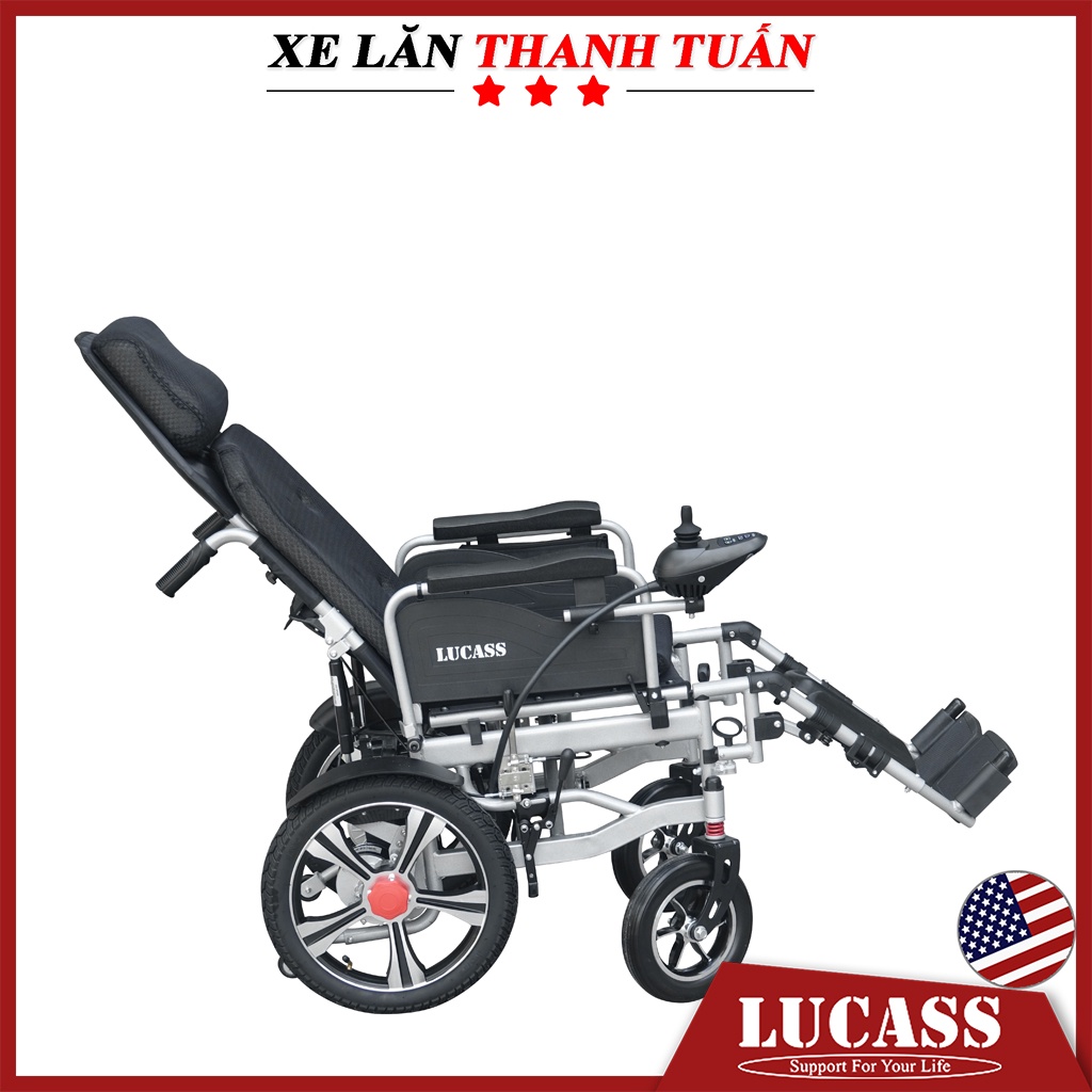 Trợ giá - Xe điện ngả nằm như giường Lucass XE-110LA - Xe lăn điện giúp phục hồi chức năng cho người tai biến, người già