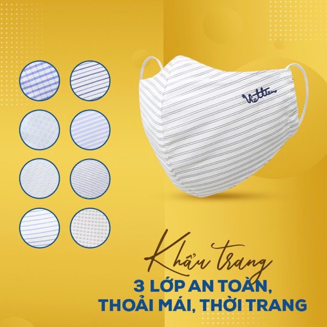 [HÀNG CHÍNH HÃNG] KHẨU TRANG VẢI 3 LỚP KHÁNG KHUẨN VIỆT TIẾN