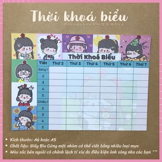 Thời khoá biểu a5 in hình dễ thương | inanhboo