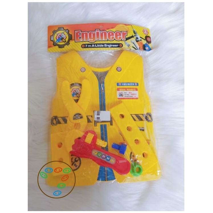 Bộ Đồ chơi áo nhựa cùng dụng cụ xây dựng Cho bé yêu tập làm kĩ sư