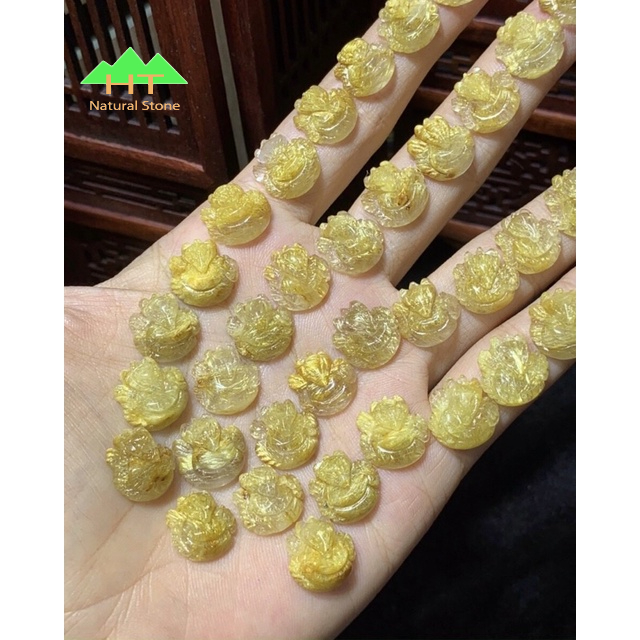 Mặt dây chuyền và mặt nhẫn Hồ Ly ôm hoa đá TA tóc vàng