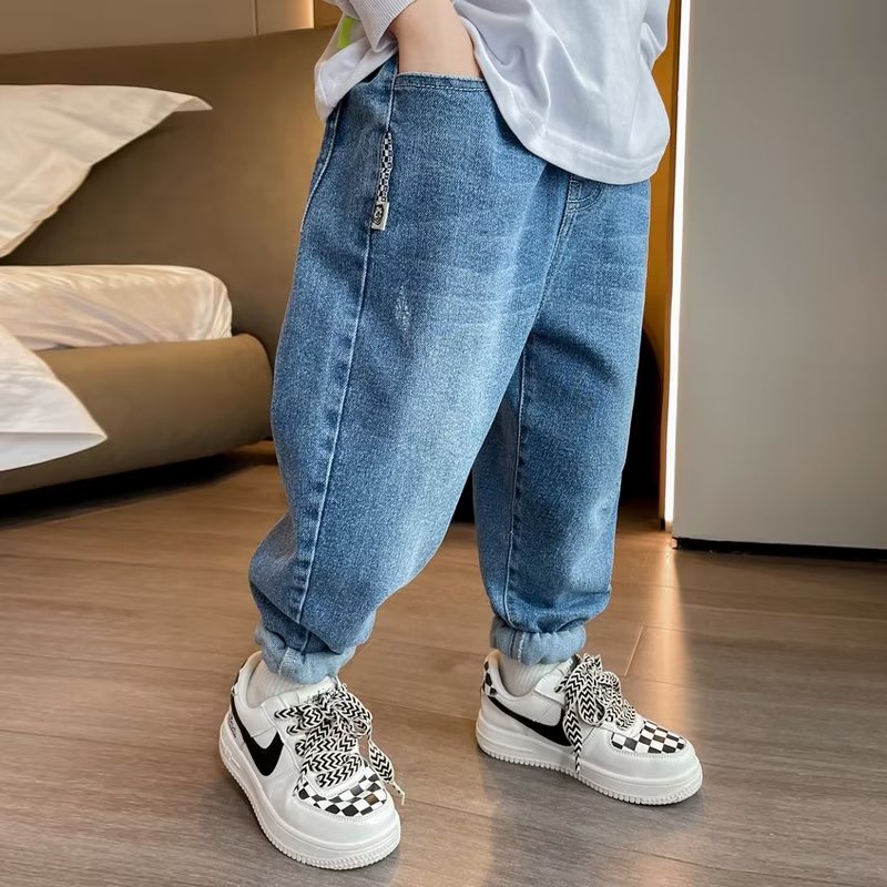 Quần Jean Dài Dáng Rộng Thoải Mái Thời Trang 2022 Cho Bé Trai 3-15 Tuổi 110-160