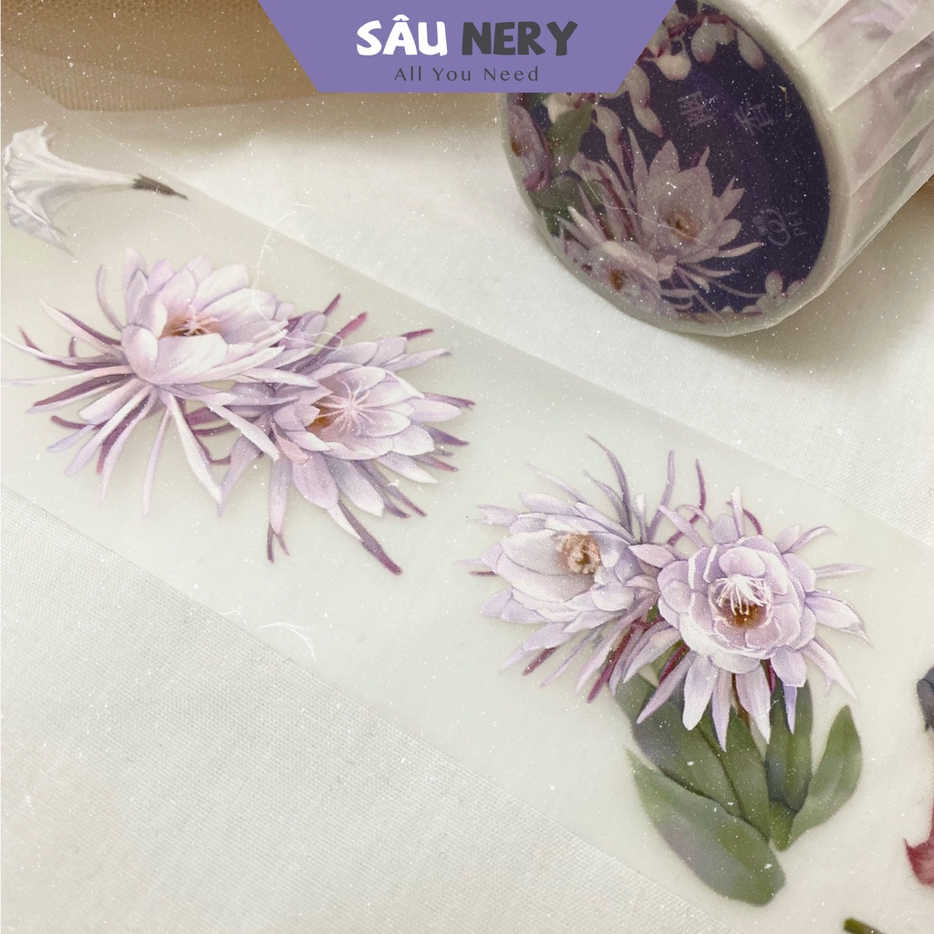 Sâu Nery - Washi tape, sticker hoa trang trí xinh xắn Epiphyllum by Loi Design (Chu kì 90cm)