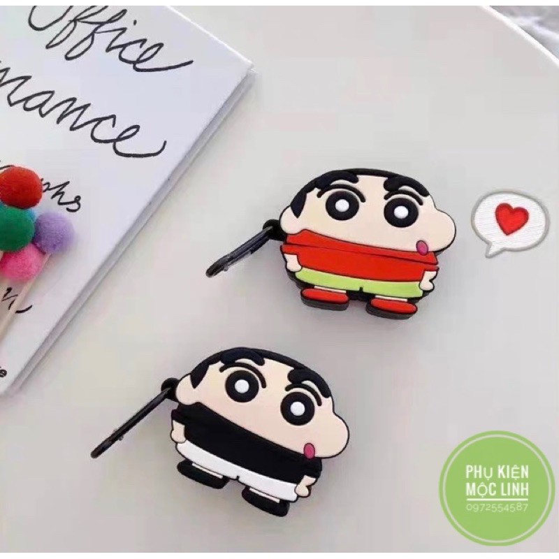 [Tặng kèm móc treo ] Case vỏ bao airpod 1 2 3 Pro đựng tai nghe không dây Airpods  i11 i12 i18 ... Shin Cậu bé Bút chì