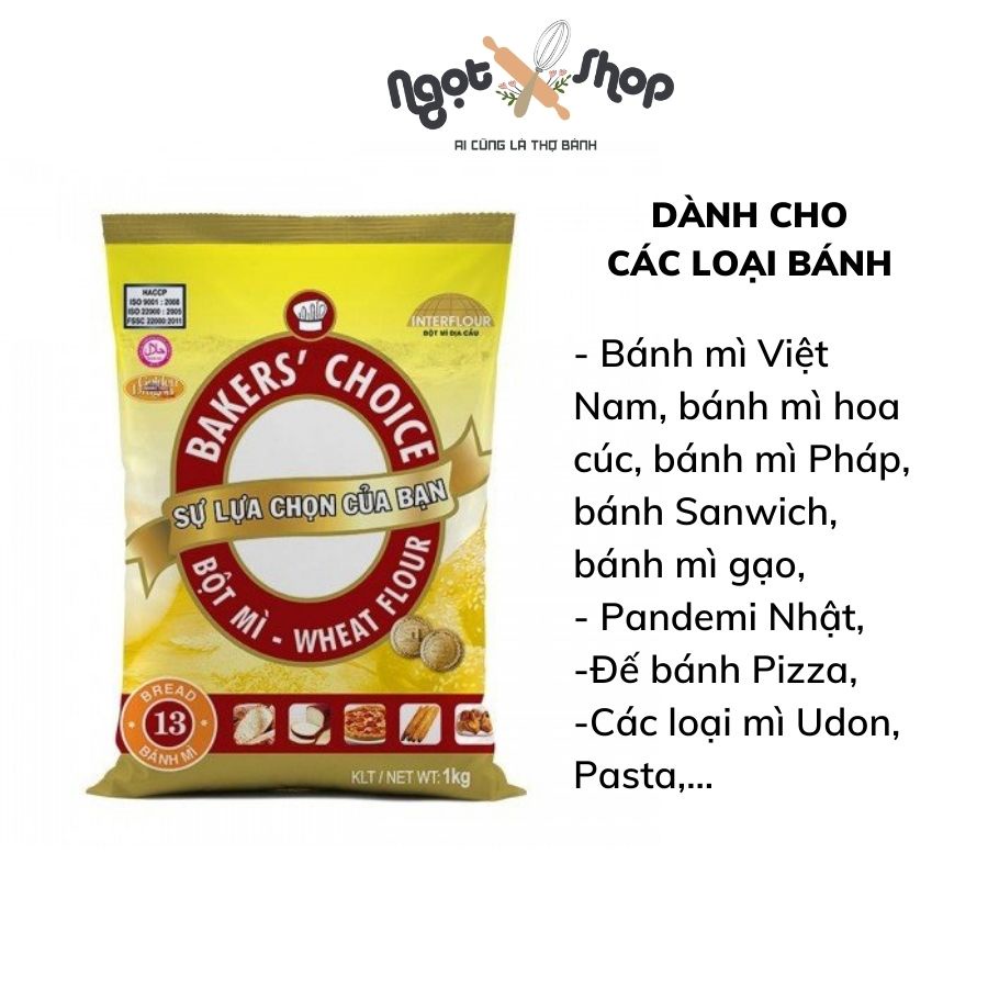 Bột mì Baker Choice làm bánh, bột mì các số 8,11,13 loại 1kg