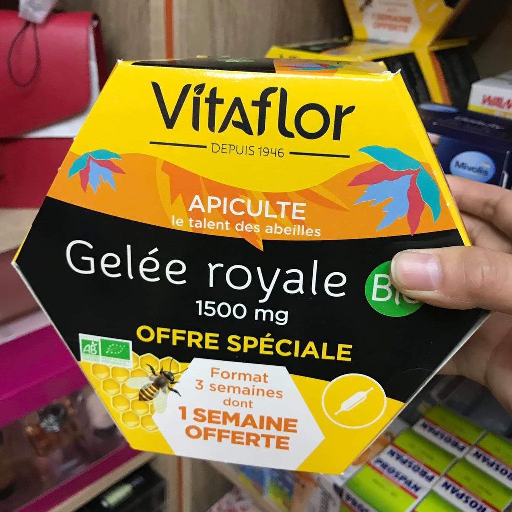 Sữa Ong Chúa Tươi VITAFLOR Gelée Royale Bio 1500mg Pháp 20 Ống