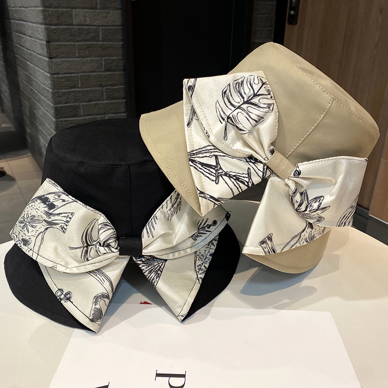 Nón Bucket Đính Nơ Phong Cách Retro Pháp Thời Trang Xuân Hè Cho Nữ