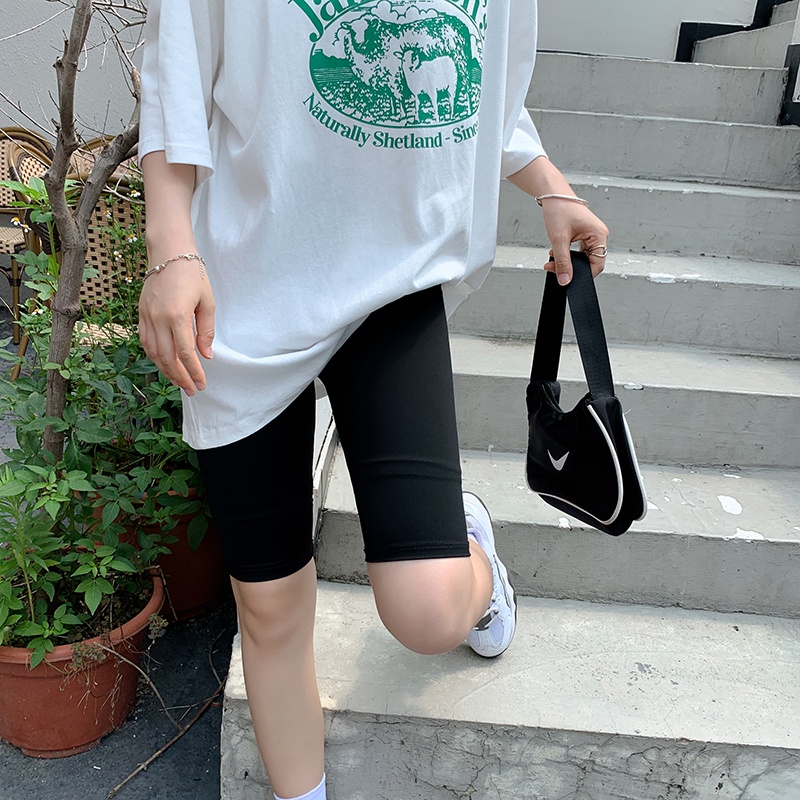 Quần Short Ôm Eo Cao Màu Đen Thời Trang Mùa Hè Cho Nữ Tập yoga