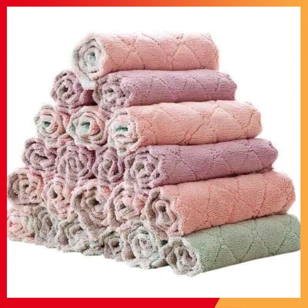 COMBO 10 KHĂN LÔNG LAU, NHÀ BẾP ĐỒ DÙNG BẾP DỤNG CỤ VỆ SINH