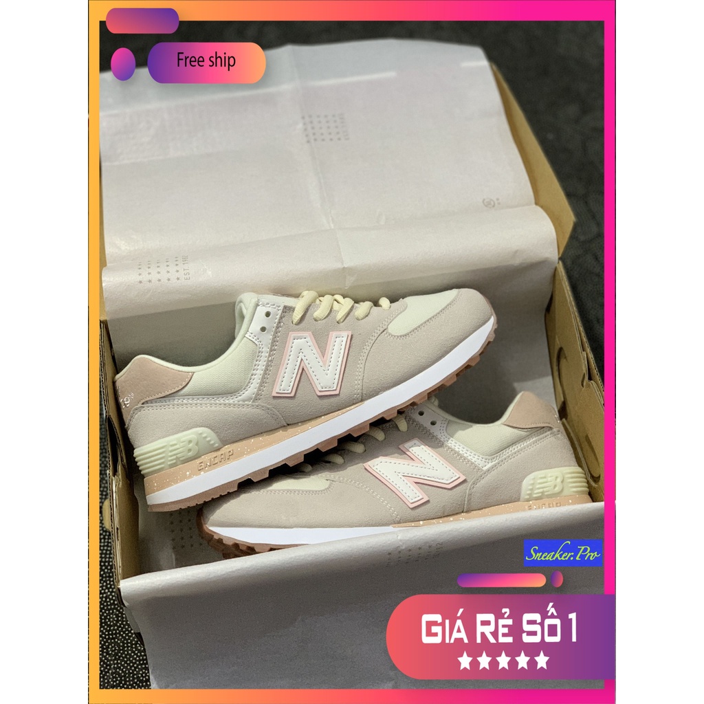 Giày thể thao nữ New Balance 574 màu hồng sữa nhạt bản đẹp, năng động dành cho nữ