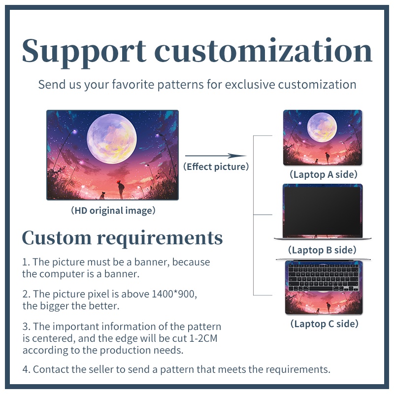 Miếng dán trang trí laptop DIY đáng yêu cho MacBook/HP/Acer/Dell/ASUS
