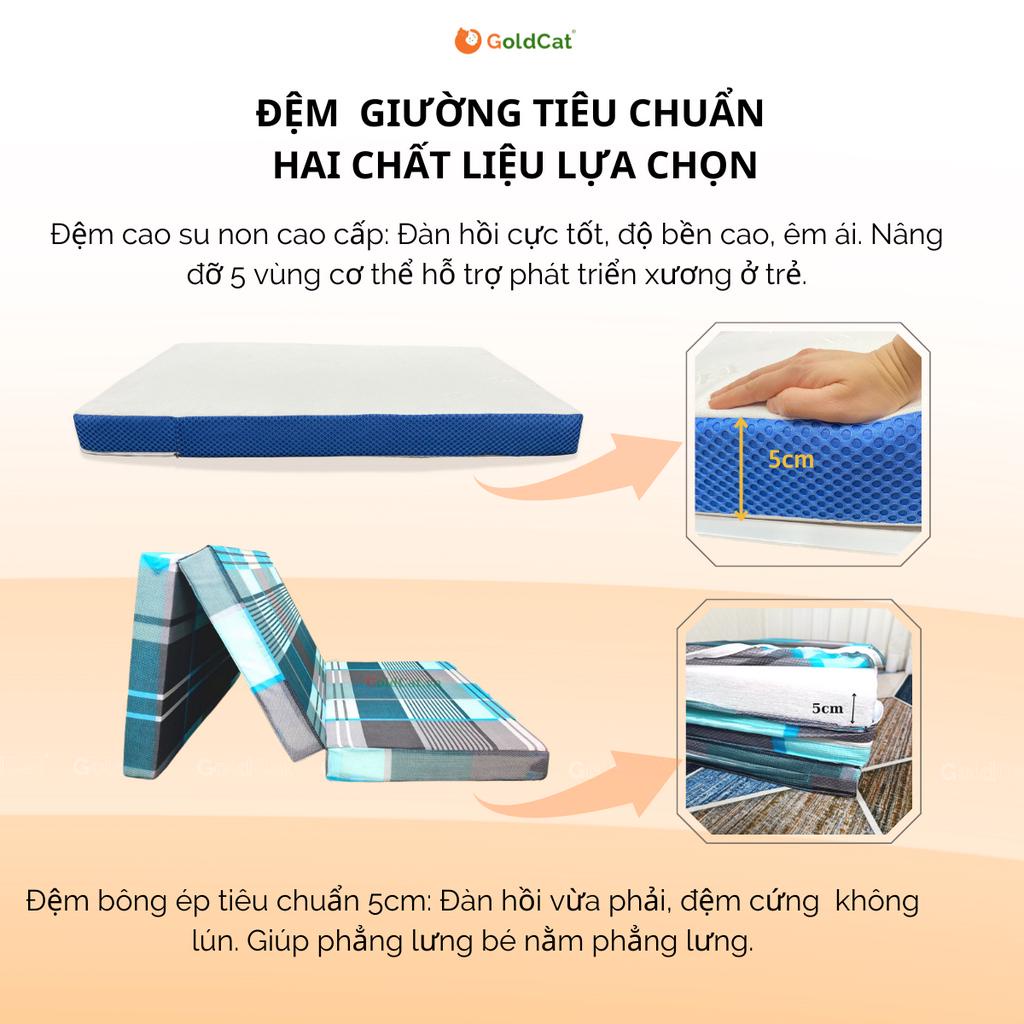 Giường Trẻ Em Đa Năng 6in1 Thiết Kế Cầu Thang Chất Liệu Gỗ Quế Tự Nhiên, An Toàn, Dùng Từ 3-15Y-GOLDCAT PK01