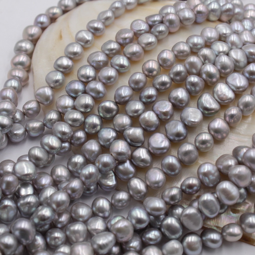 Hạt Ngọc Trai Tự Nhiên Hai Mặt 8-10mm Màu Xám Hình Người Ngoài Hành Tinh Làm Trang Sức