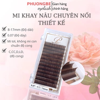 Mi khay nâu tây độ cong C CC D LD nối thiết kế thương hiệu Phương Bé Eyelash cao cấp