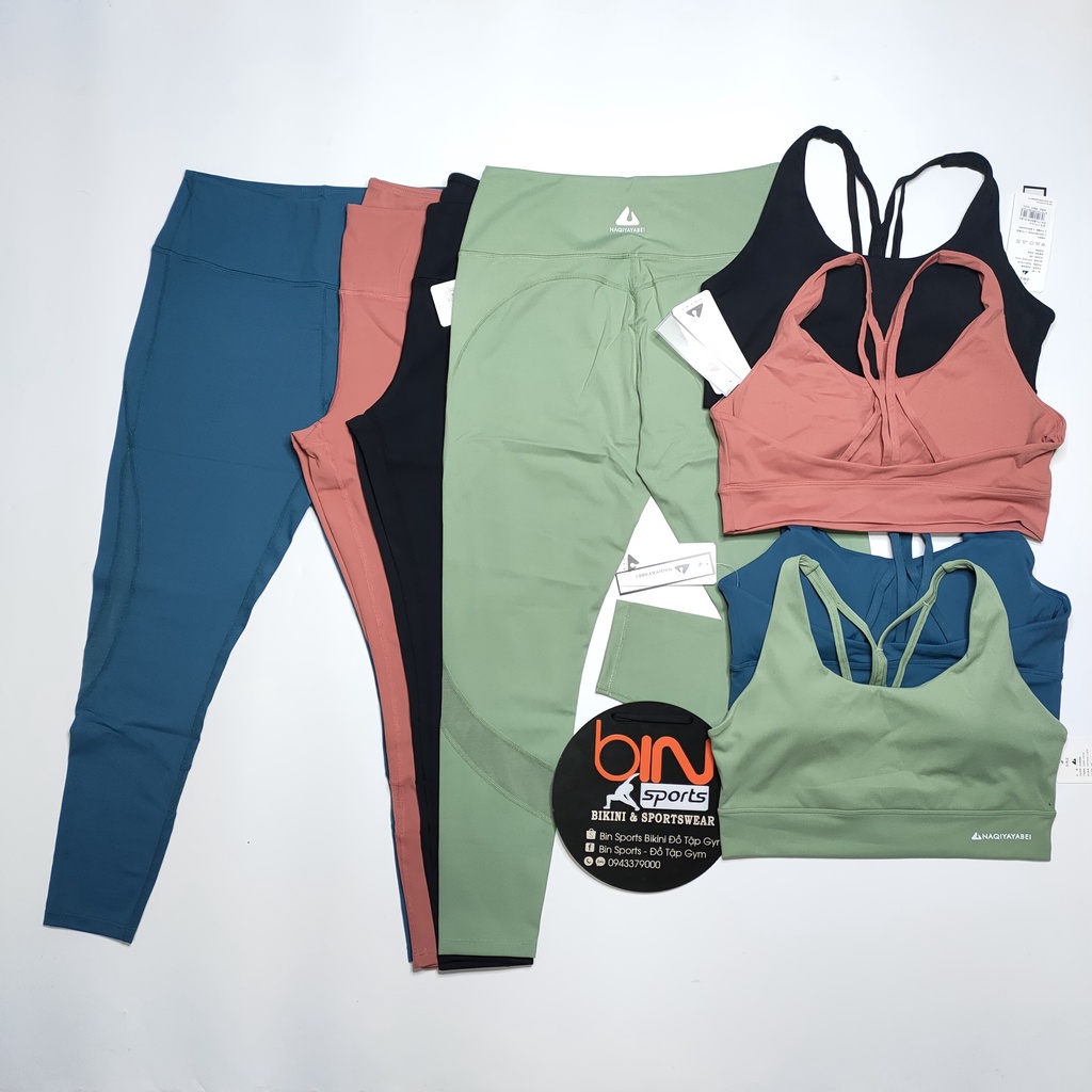 Đồ tập gym yoga nữ naqi thun lì mịn cao cấp áo bra kèm mút quần dài gen bụng nâng mông cao cấp Bin Sports BD149