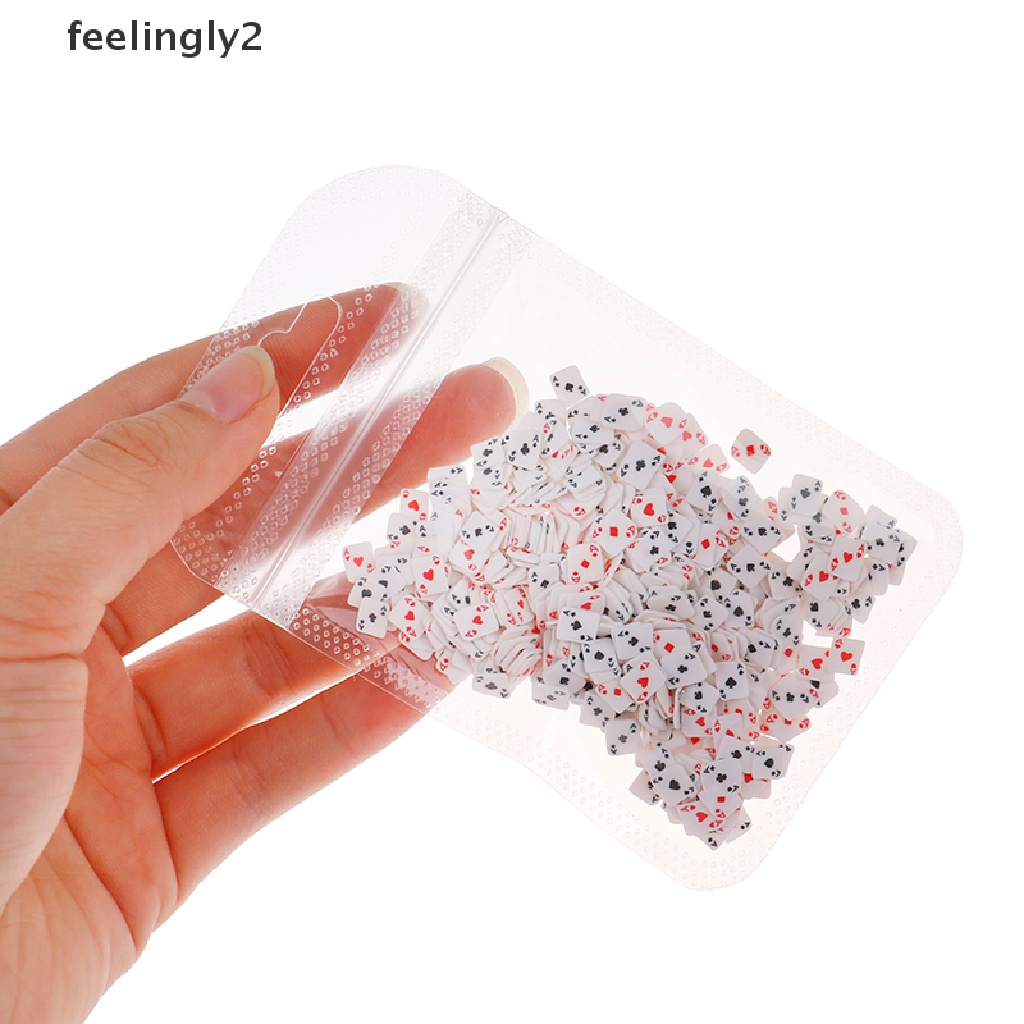 Túi 450-500 hạt đất sét polymer thiết kế hình lá bài poker 3d trang trí móng nghệ thuật 10g