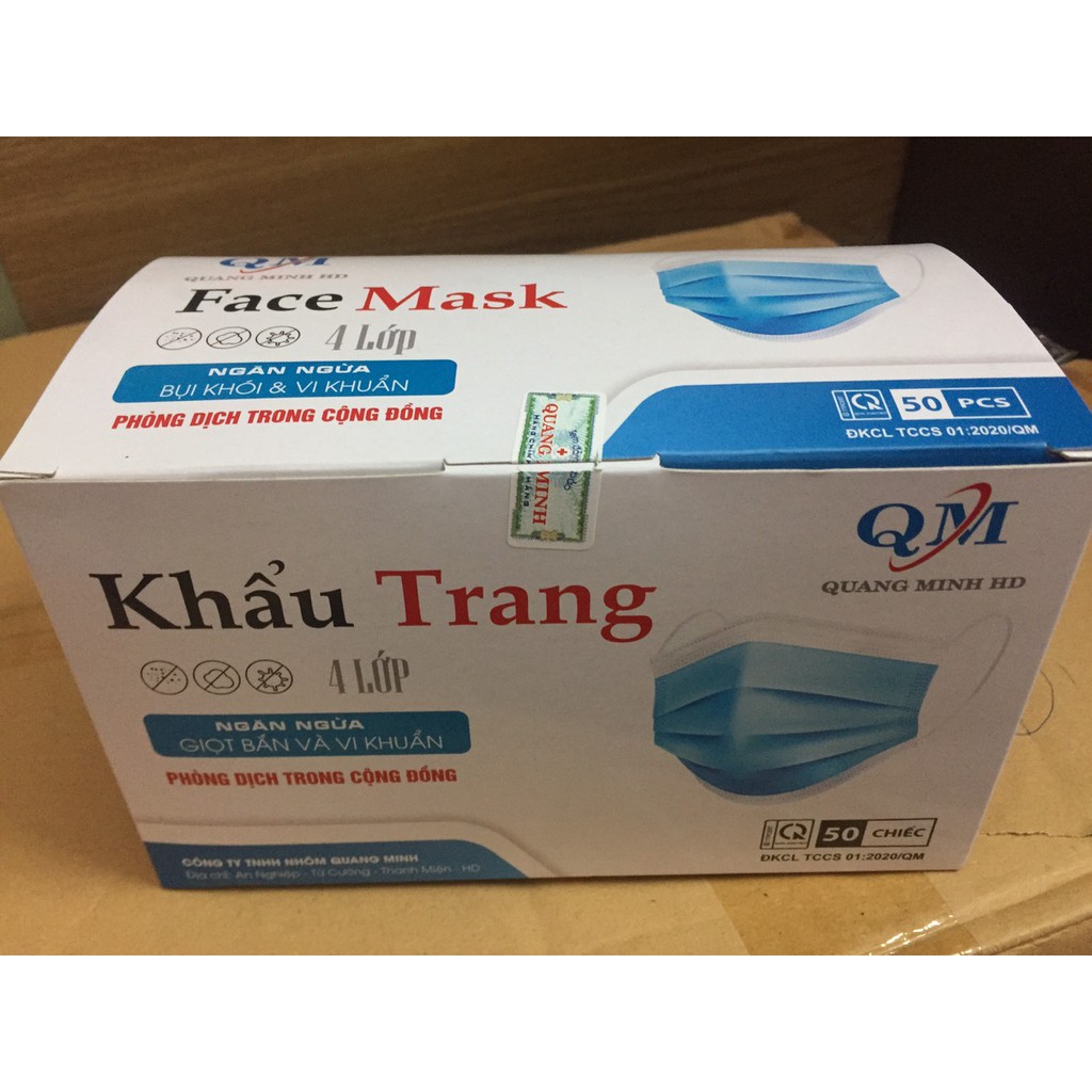 KHẨU TRANG Y TẾ 4 LỚP, hộp 50 cái đóng 10c 1 túi tiện lợi, hàng dập [giá bình ổn]