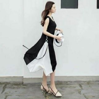 Đầm váy đen phối trắng Fly dress (kèm quà tặng)