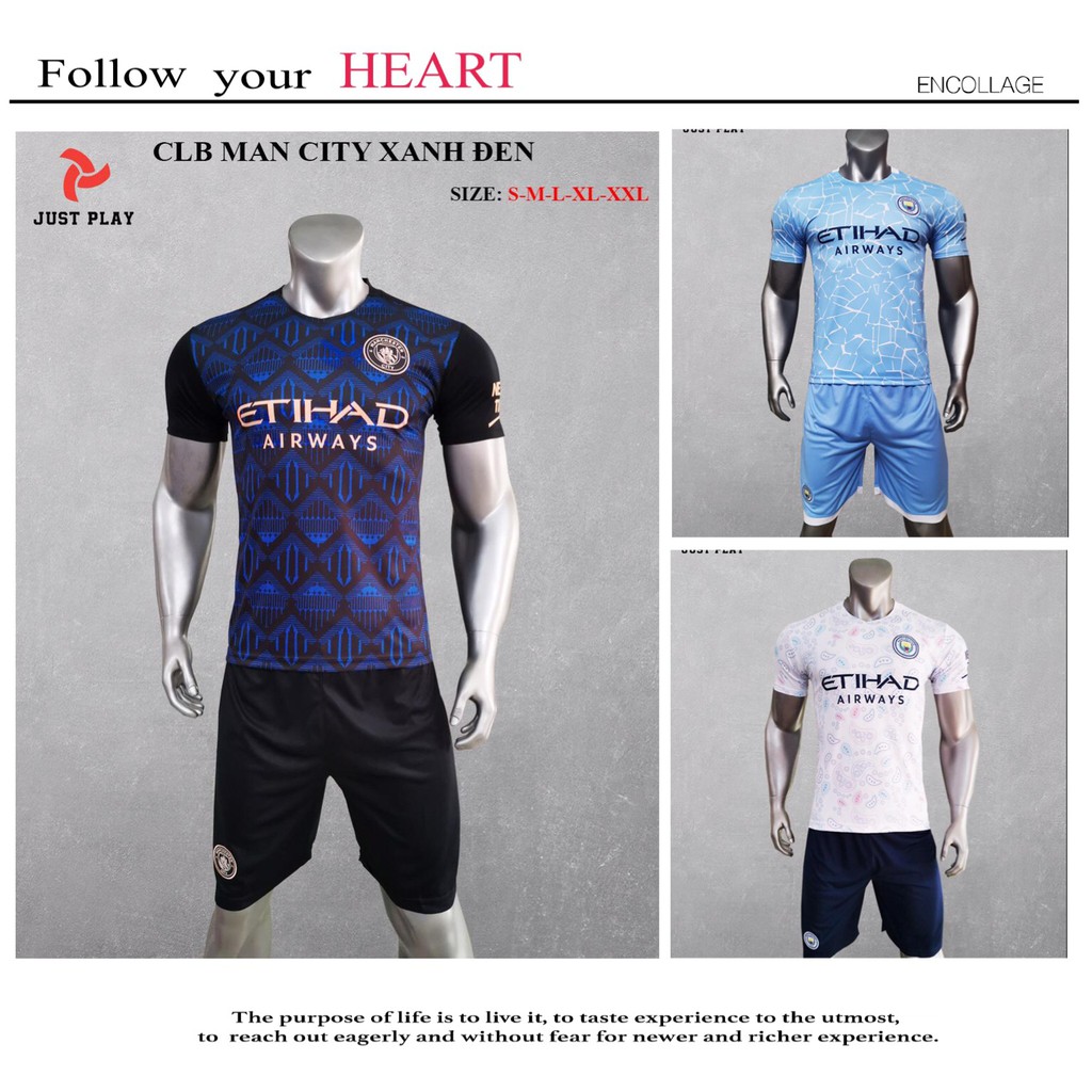 Mẫu đồ đá banh CLB Mancity siêu đẹp, mẫu mới nhất năm 20-21, vải thun lạnh cực mát