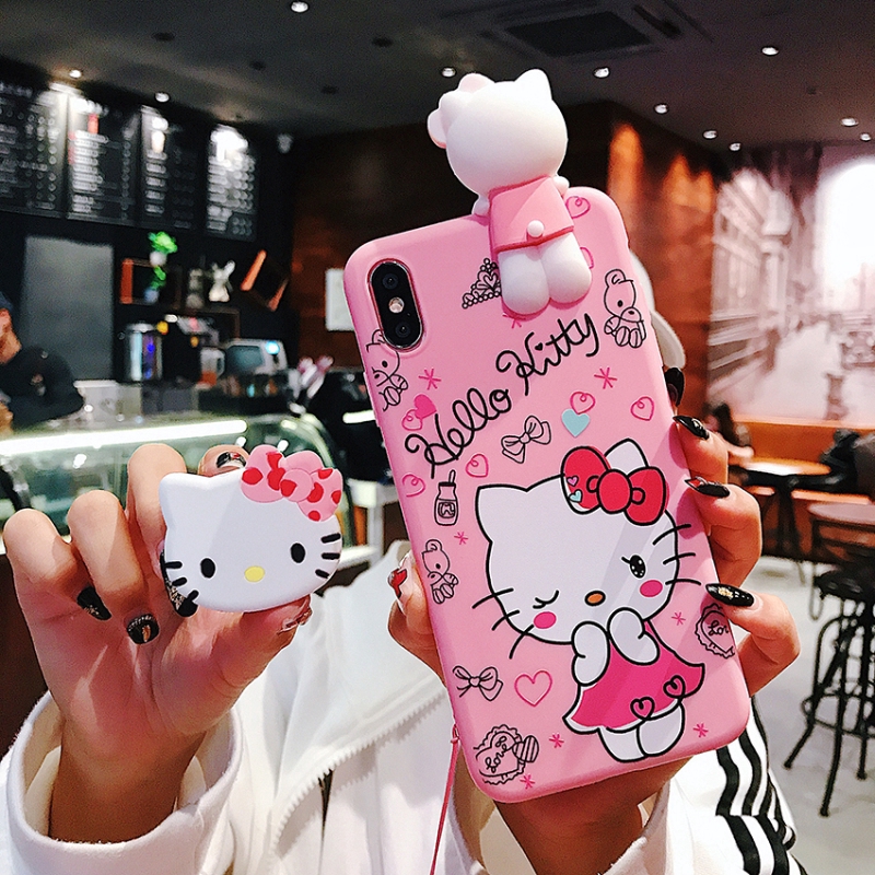 ốp lưng samsung Silicon Mềm In Hình Hello Kitty Có Dây Đeo Xinh Xắn Cho Samsung Galaxy J2 Pro J7 Pro