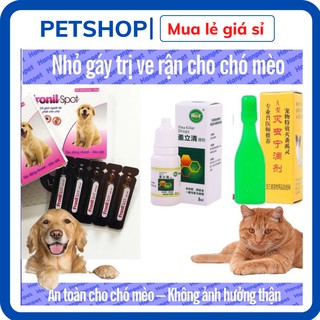 HCM-(1 ống) nhỏ gáy trị ve rận (3 loại thần tốc, FRONIL SPOT và HK) dạng nhỏ rận dùng cho mọi loại chó