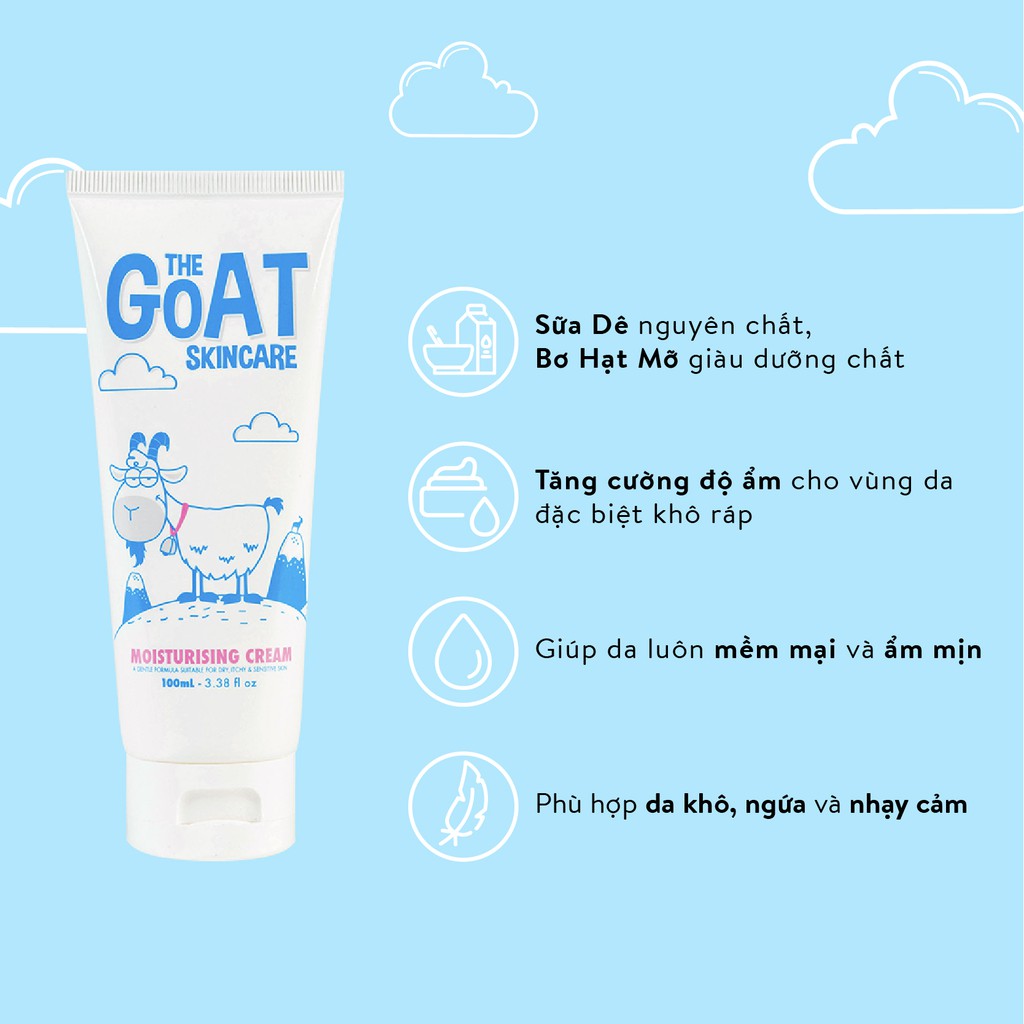 Combo Sữa tắm &amp; Kem dưỡng ẩm chiết xuất Sữa Dê The Goat Skincare 500ml + 100ml