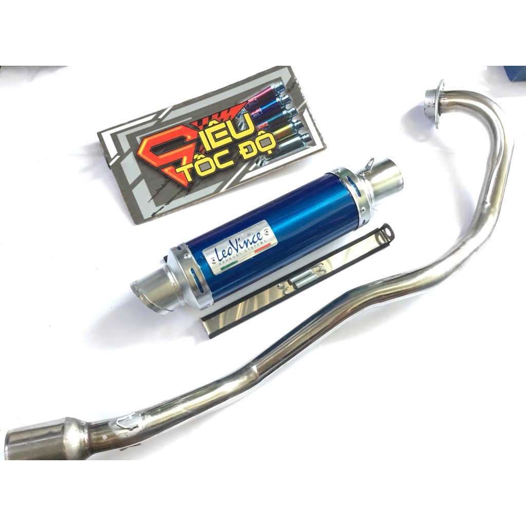 Pô leovince XANH FULL CỔ INOX GẮN CHO NHIỀU LOẠI XE