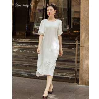 Đầm Maxi Tay Phồng The Maple Freesize Trắng