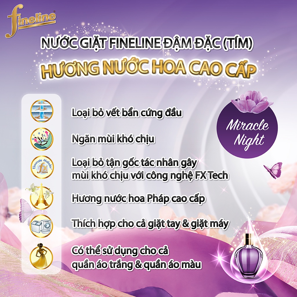 [Deal hời] Combo 4 Nước Giặt Fineline Đậm Đặc Hương Nước Hoa Cao Cấp (Tím) Can 3000 ml.