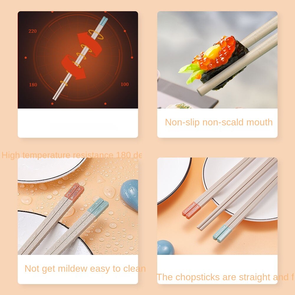 Đũa ăn bằng hợp kim cao cấp không trượt kháng khuẩn phong cách Nhật Bản