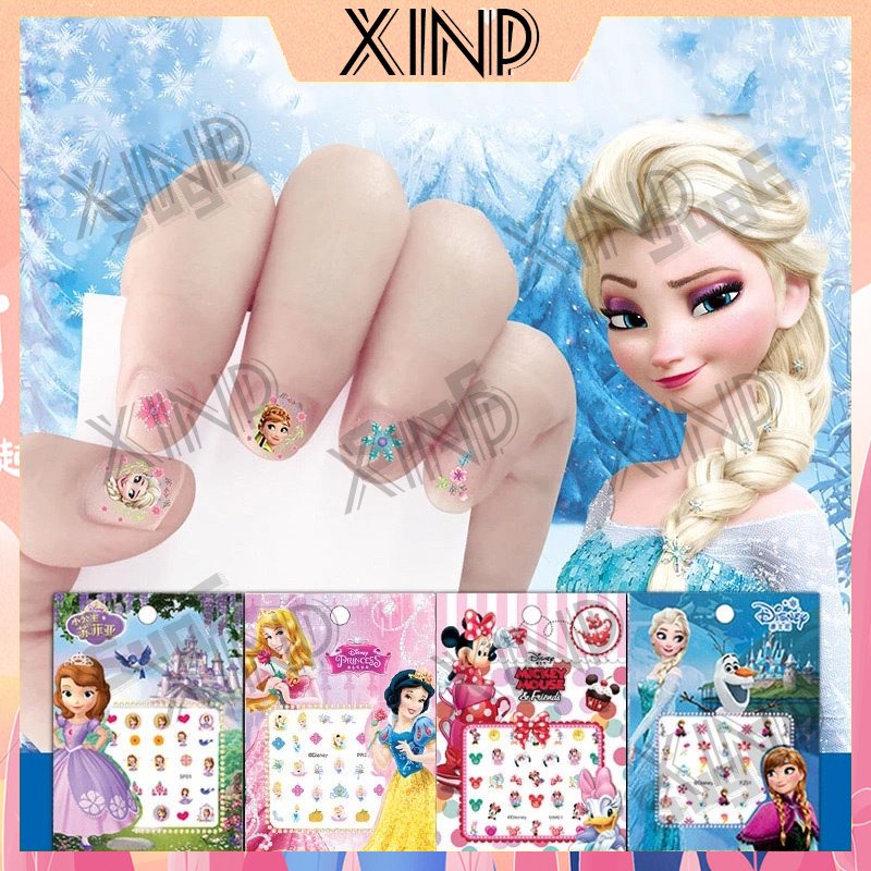 Sticker Trang Trí Móng Tay Họa Tiết Hoạt Hình Công Chúa Băng Giá Elsa Anna