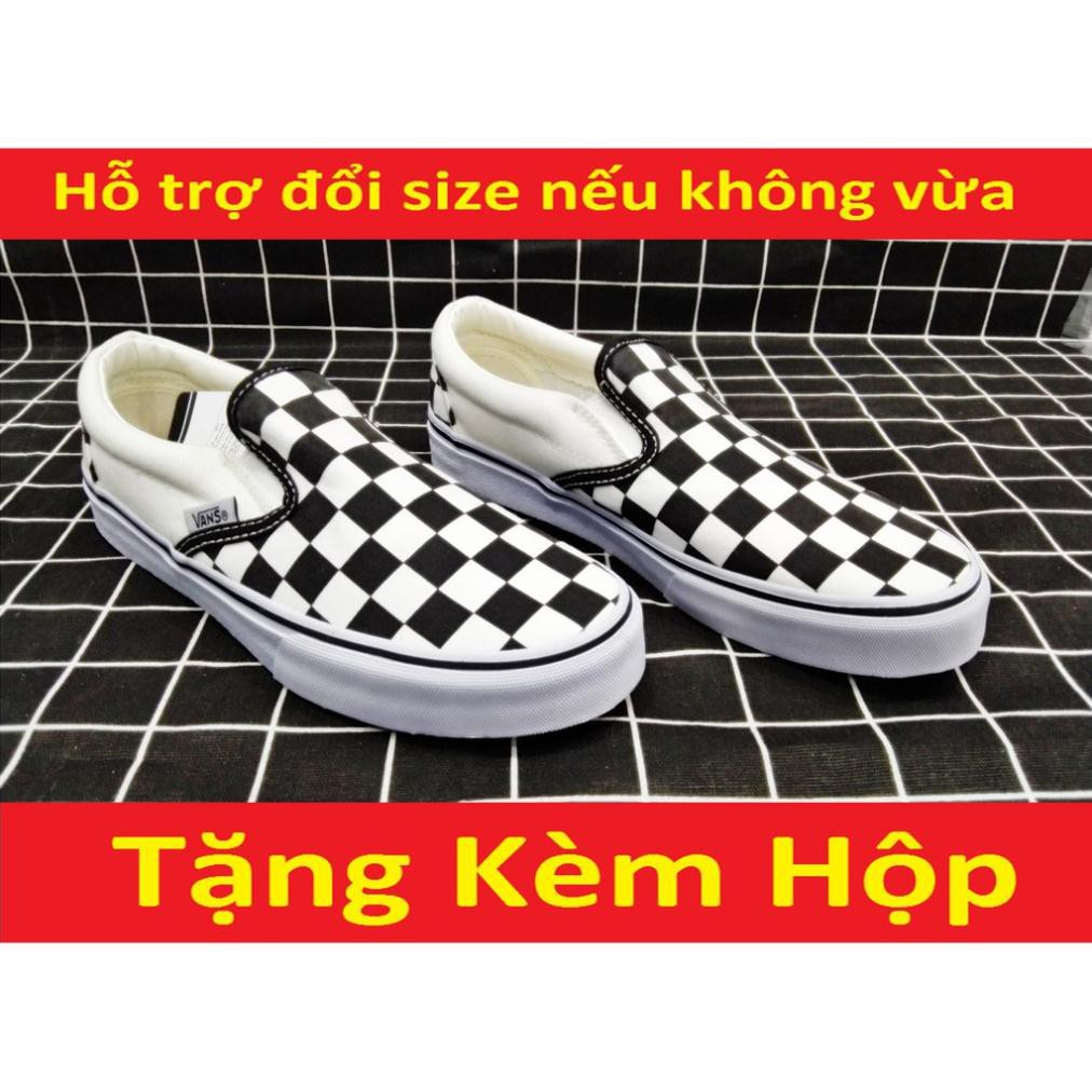 [FREESHIP + HỘP] GIÀY THỂ THAO VẢI LƯỜI CARO TRẮNG ĐEN