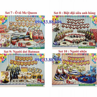 ( có sẵn 17 mẫu ) Set 9 món trang trí bàn sinh nhật cho bé