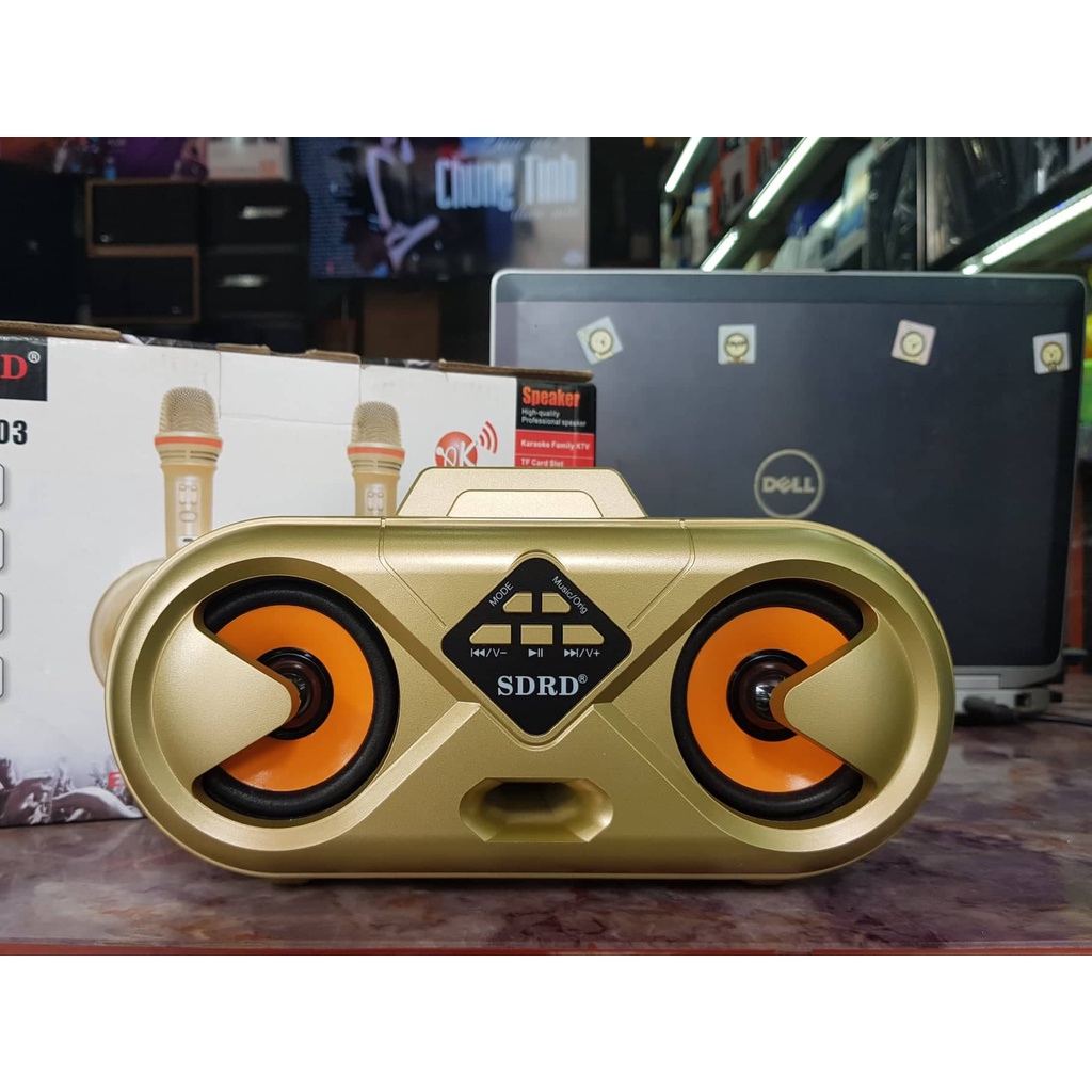 Loa Bluetooth Karaoke SDRD SD-303: Thiết kế 2 micro không đây đi kèm