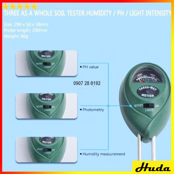 Máy đo độ ẩm, đo PH, đo ánh sáng đất canh tác, cây cảnh 3 trong 1 - đồ làm mộc