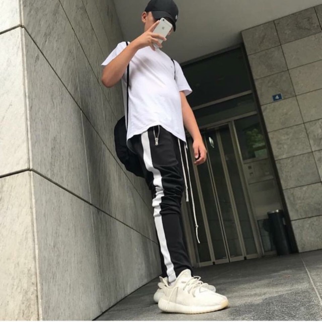 Quần thể thao nam track pants 1 sọc trắng chất liệu cotton co giãn thoải mái | BigBuy360 - bigbuy360.vn