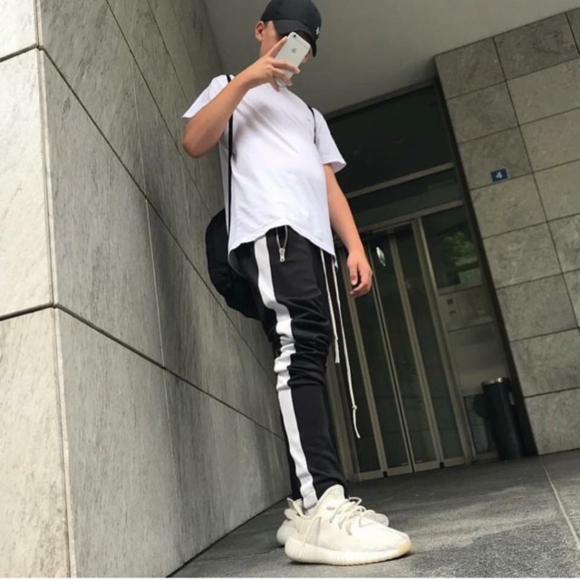 Quần thể thao nam track pants 1 sọc trắng chất liệu cotton co giãn thoải mái