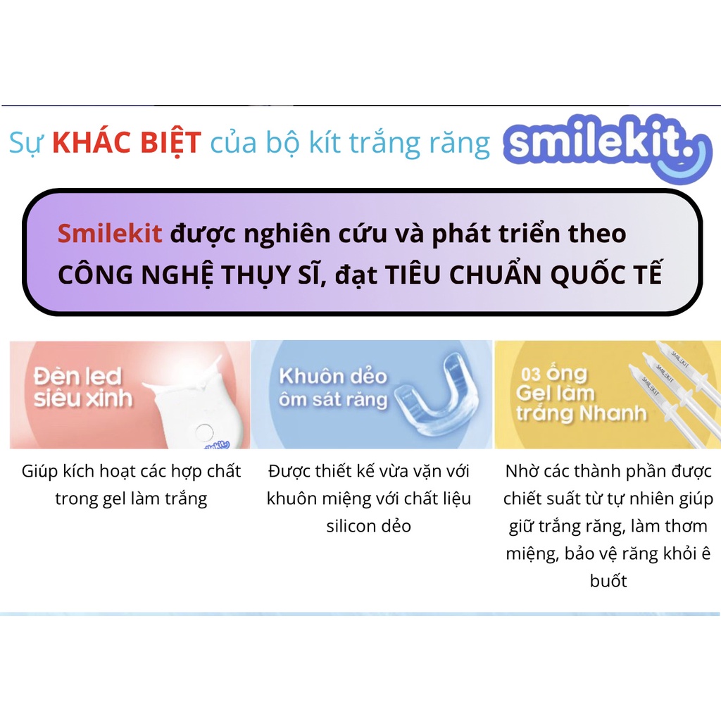 Máy làm trắng răng tại nhà SmileKit an toàn cam kết trắng răng sau 7 ngày không ê buốt giúp răng trắng sáng tự nhiên