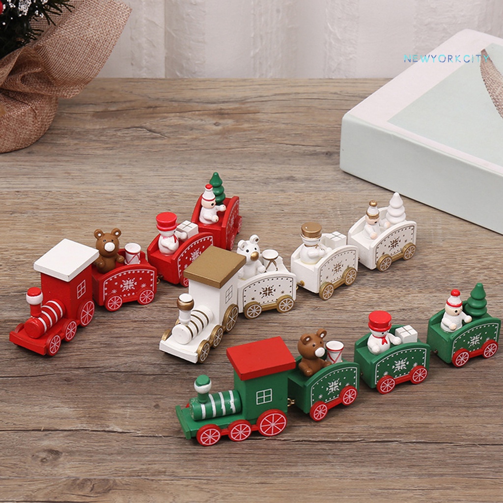 Mô Hình Tàu Lửa / Cây Thông / Gấu Tuyết Bằng Gỗ Sáng Tạo Dành Cho Bé