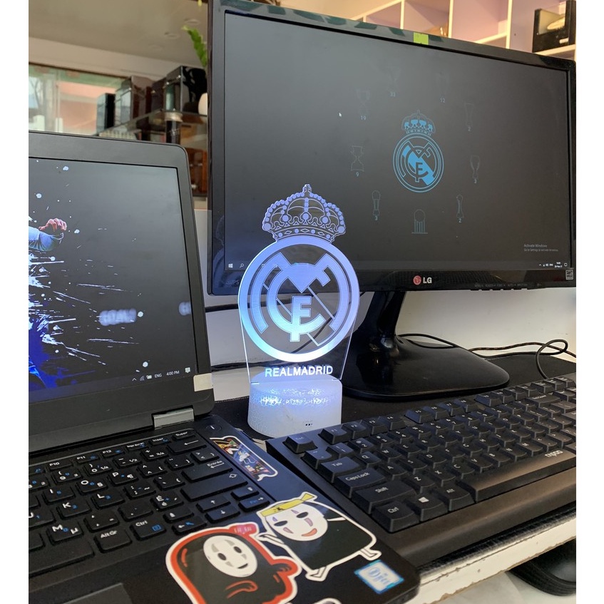 Đèn Ngủ Led 3D Logo CLB Bóng đá Real Madrid | 16 Màu + Remote | Đèn Led 3D Real Madrid trang trí phòng ngủ