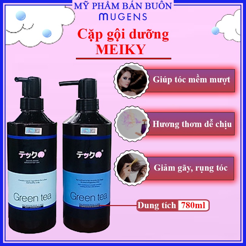 Combo bộ dầu gội xả chống gàu Greentea trà xanh Meiki chính hãng CT05