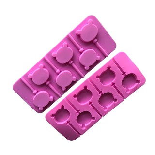 HCM - Khuôn silicon làm kẹo mút kẹo que hình gấu 6 cây