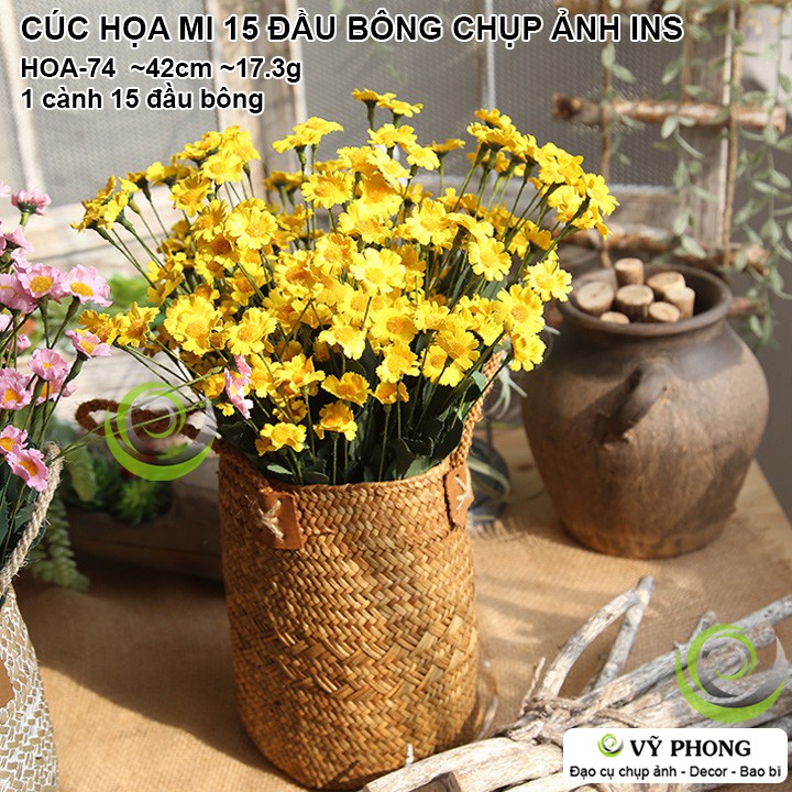 CÚC HỌA MI CÀNH 15 ĐẦU BÔNG TRANG TRÍ ĐÁM CƯỚI ĐẠO CỤ CHỤP ẢNH SẢN PHẨM INS HOA-74